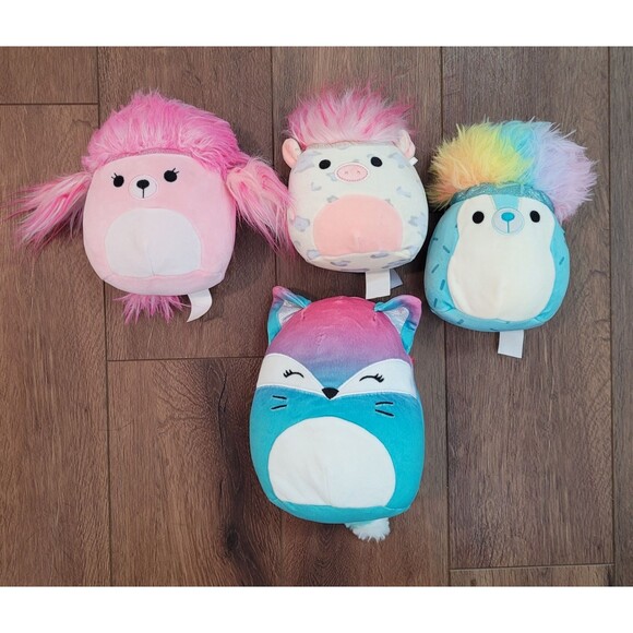Squishmallows Plush Lot of 4 Fox Poodle Jerry Hedgehog Pig Kellytoy Original - Picture 2 of 11